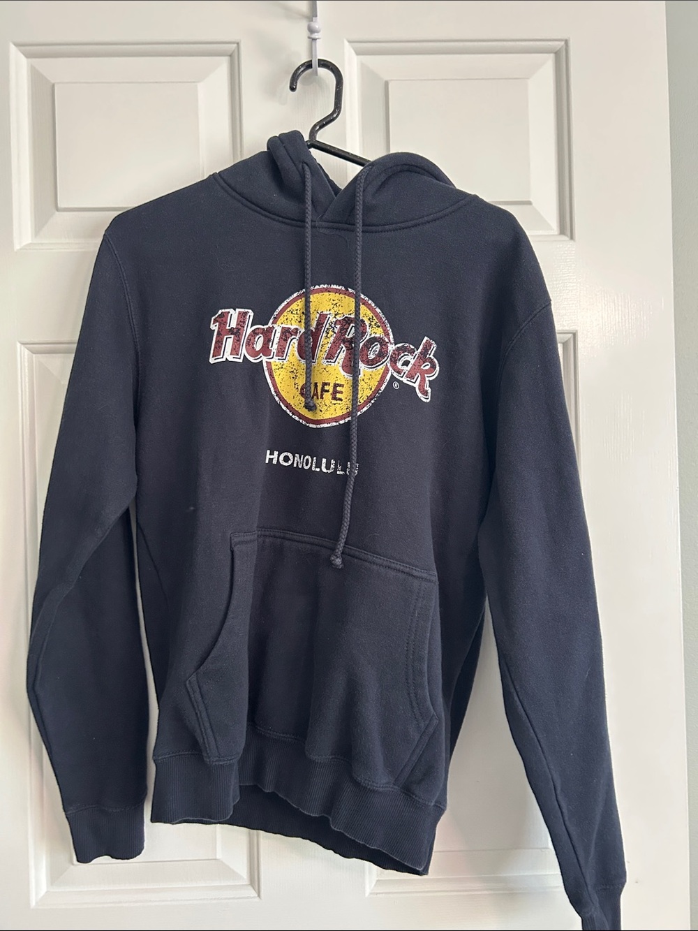 Hard Rock Cafe Black Pullover Hoodie with Yellow Logo